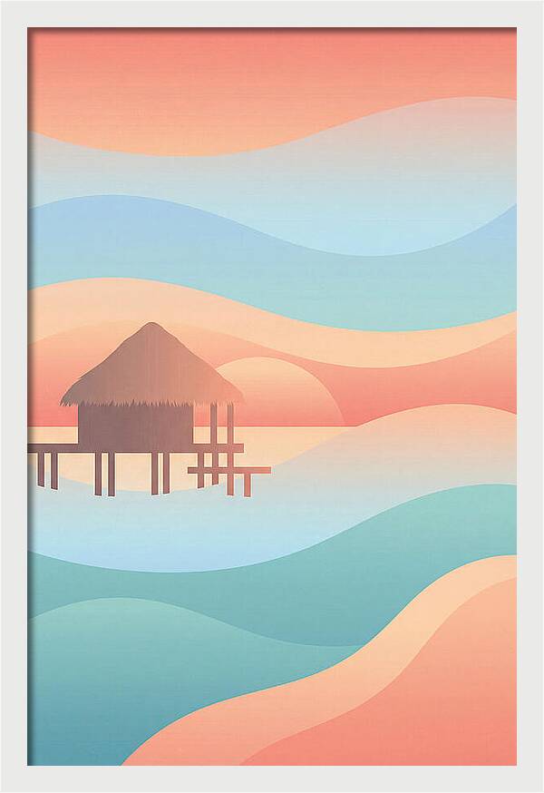 Overwater Bungalow At Sunset