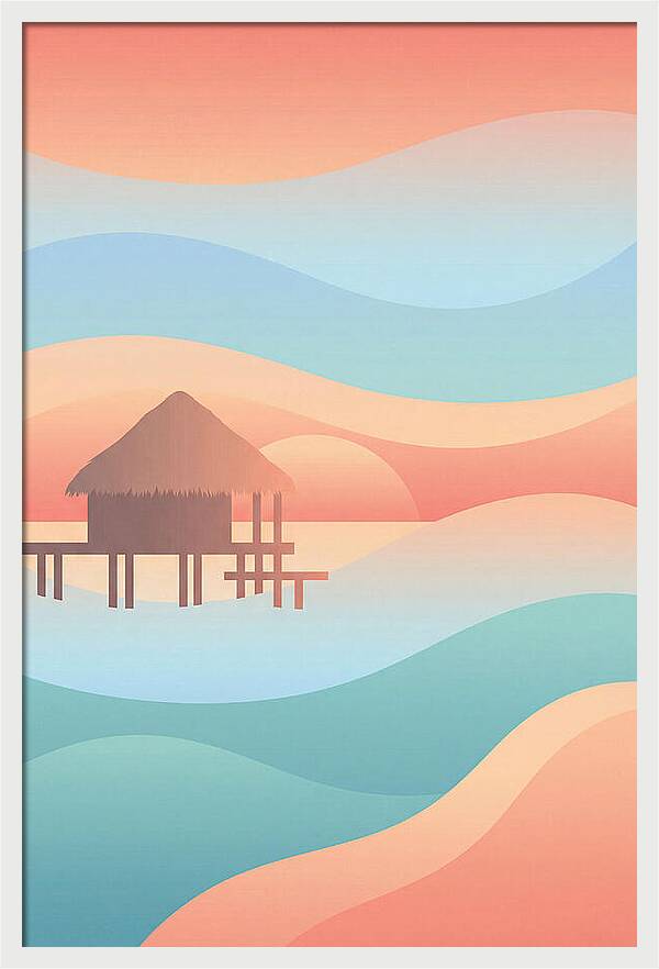Overwater Bungalow At Sunset