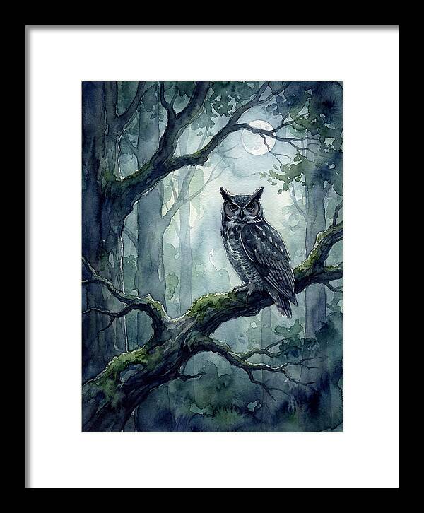 Owl In The Moonlit Forest