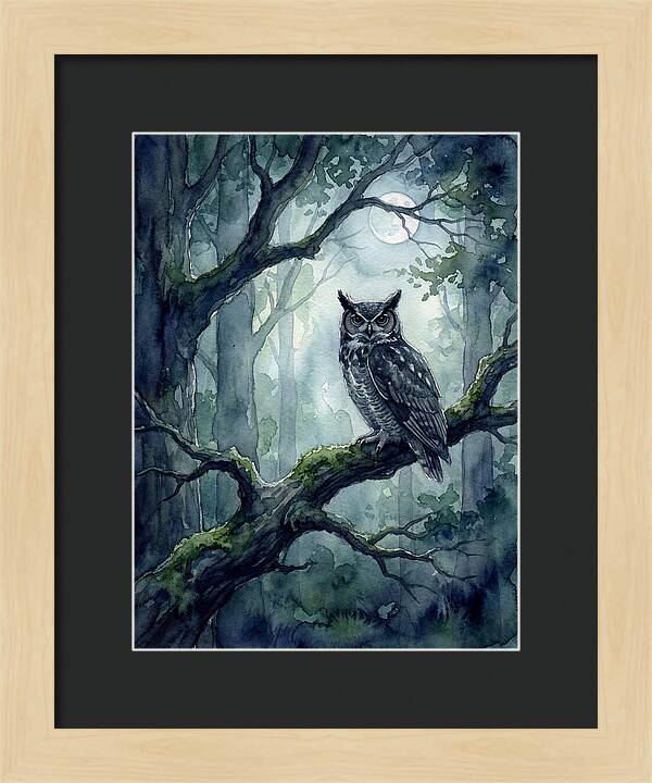 Owl In The Moonlit Forest