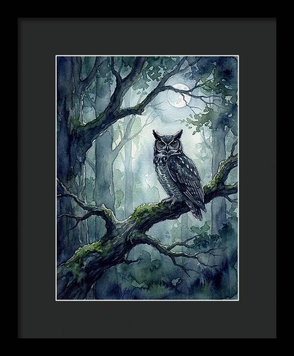 Owl In The Moonlit Forest