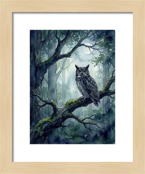 Owl In The Moonlit Forest