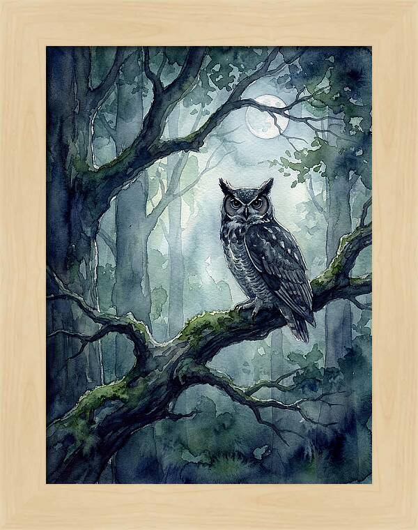 Owl In The Moonlit Forest