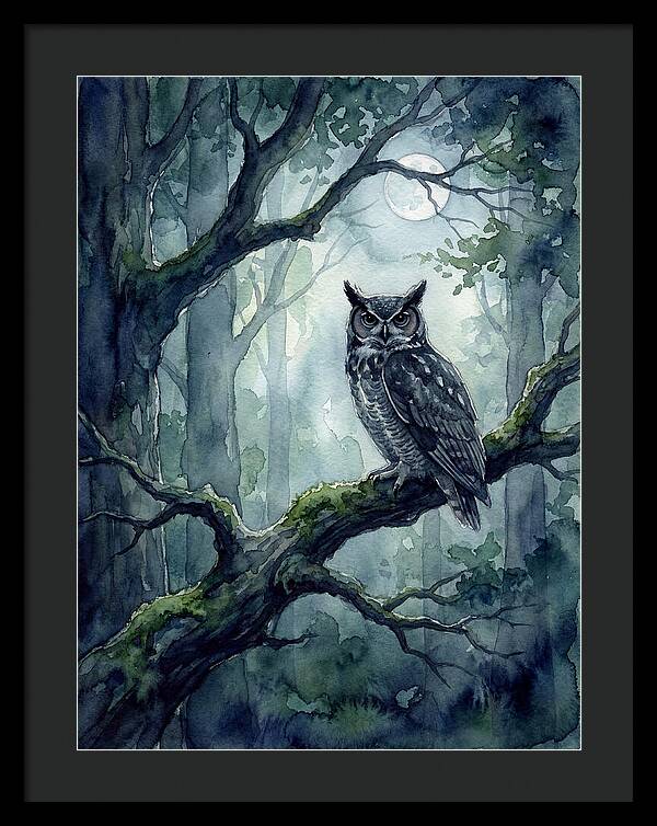 Owl In The Moonlit Forest