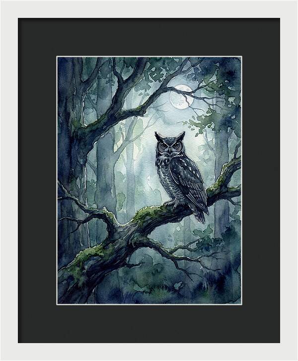 Owl In The Moonlit Forest