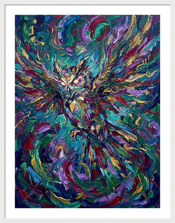 Owl In Vibrant Motion