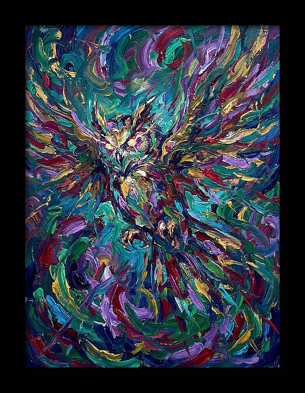 Owl In Vibrant Motion