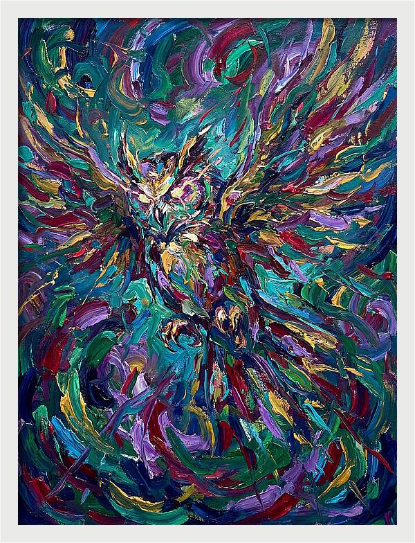 Owl In Vibrant Motion