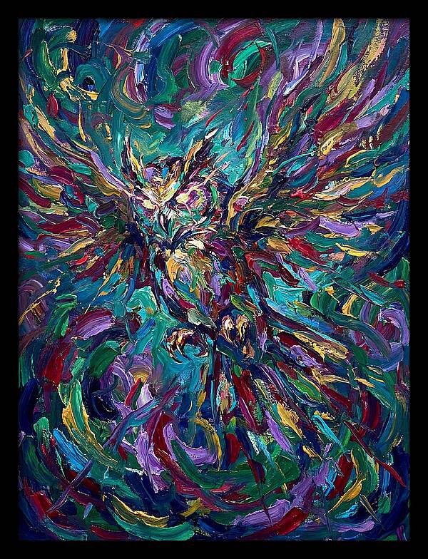 Owl In Vibrant Motion