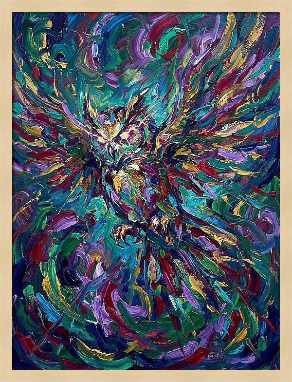 Owl In Vibrant Motion