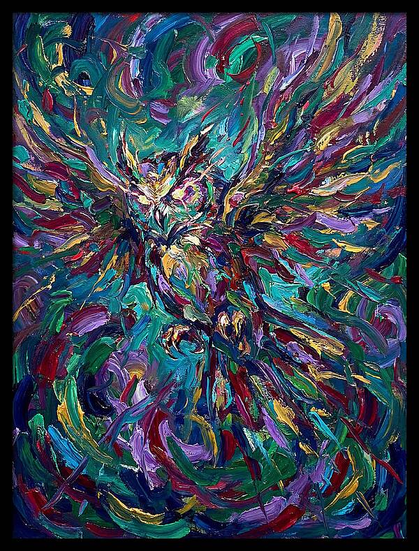 Owl In Vibrant Motion
