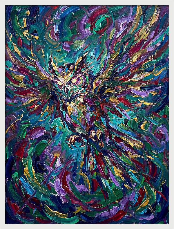Owl In Vibrant Motion