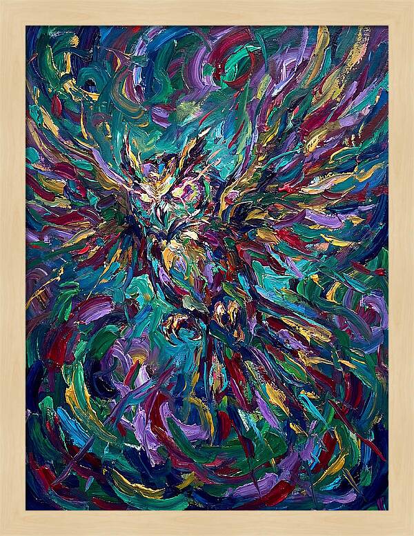 Owl In Vibrant Motion