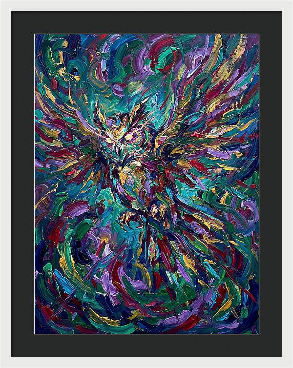 Owl In Vibrant Motion