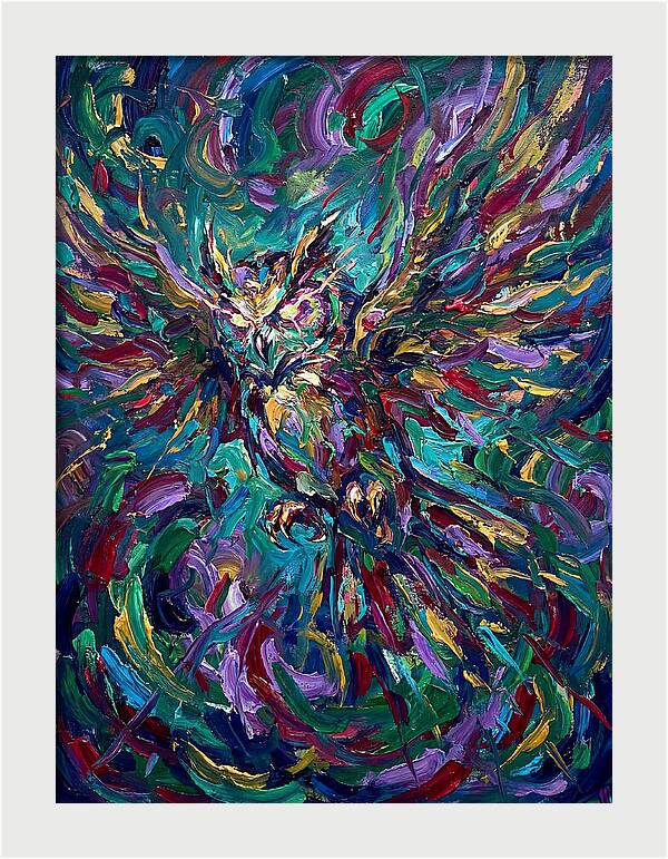 Owl In Vibrant Motion