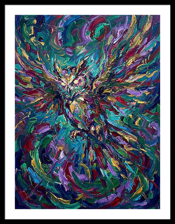 Owl In Vibrant Motion