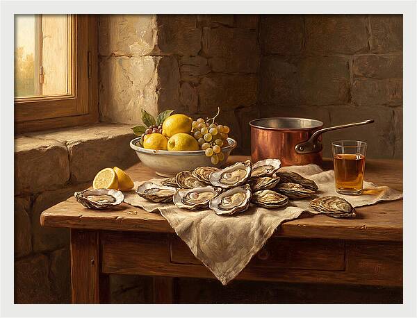 Oysters And Citrus Still Life