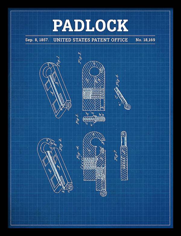 Padlock Blueprint Patent Us18169a