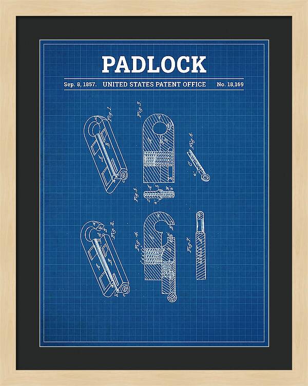 Padlock Blueprint Patent Us18169a