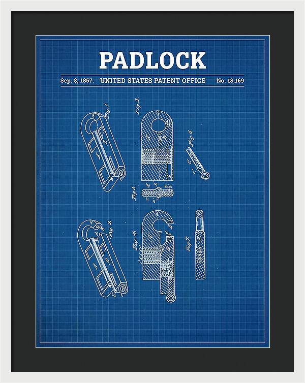 Padlock Blueprint Patent Us18169a