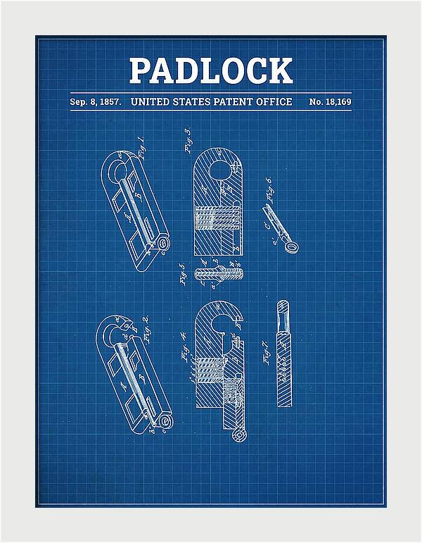 Padlock Blueprint Patent Us18169a