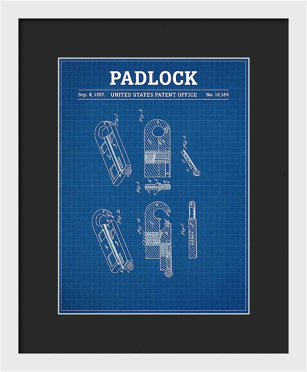 Padlock Blueprint Patent Us18169a