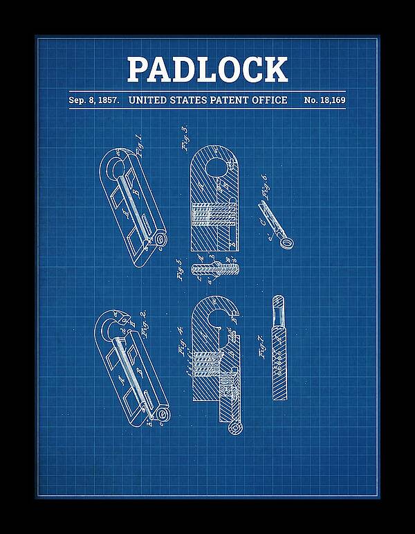 Padlock Blueprint Patent Us18169a
