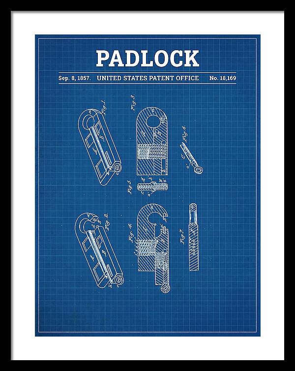 Padlock Blueprint Patent Us18169a