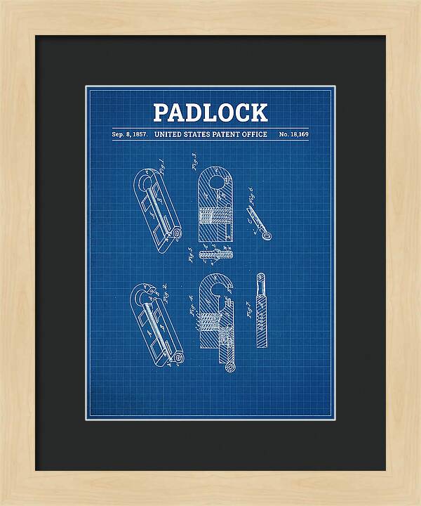 Padlock Blueprint Patent Us18169a