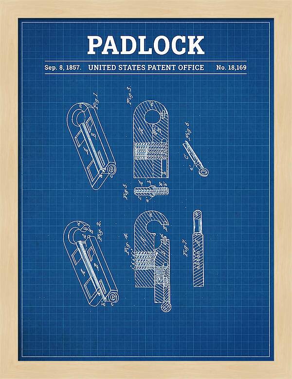 Padlock Blueprint Patent Us18169a