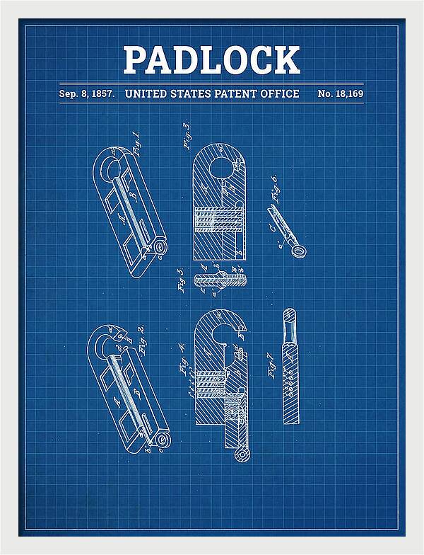 Padlock Blueprint Patent Us18169a