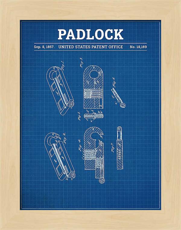Padlock Blueprint Patent Us18169a