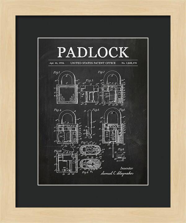 Padlock Chalkboard Patent Us2048570a