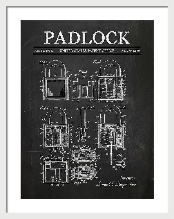 Padlock Chalkboard Patent Us2048570a