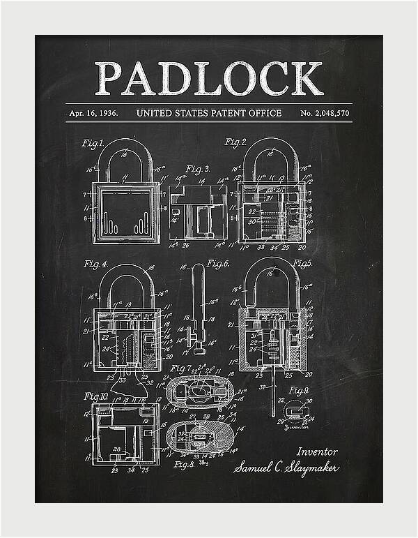 Padlock Chalkboard Patent Us2048570a
