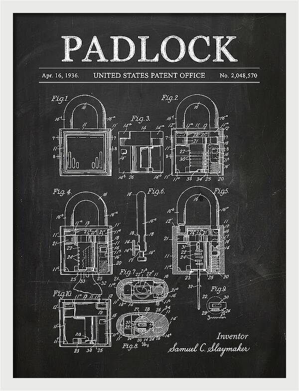 Padlock Chalkboard Patent Us2048570a