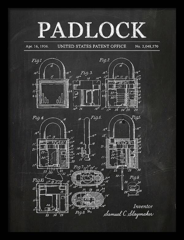 Padlock Chalkboard Patent Us2048570a