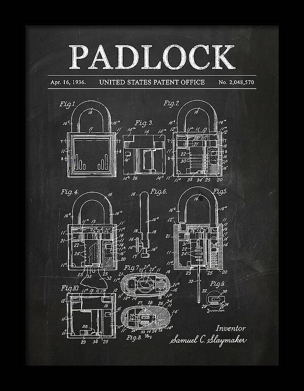 Padlock Chalkboard Patent Us2048570a