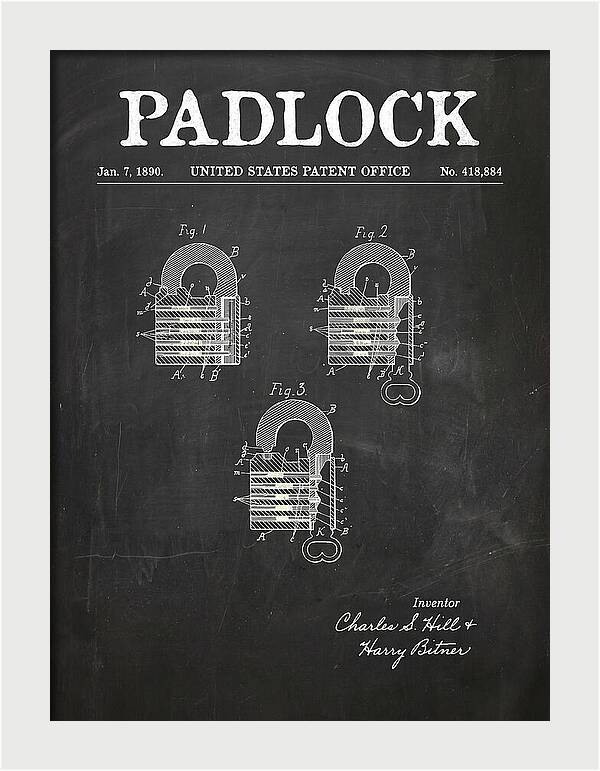 Padlock Chalkboard Patent Us418884a