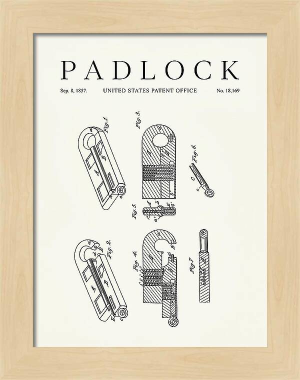 Padlock Minimalist Patent Us18169a