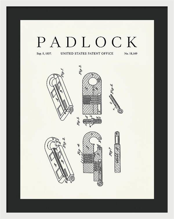 Padlock Minimalist Patent Us18169a