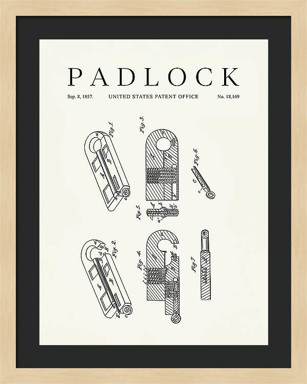 Padlock Minimalist Patent Us18169a