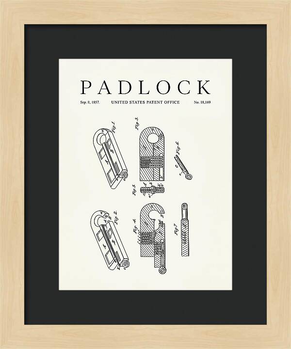 Padlock Minimalist Patent Us18169a