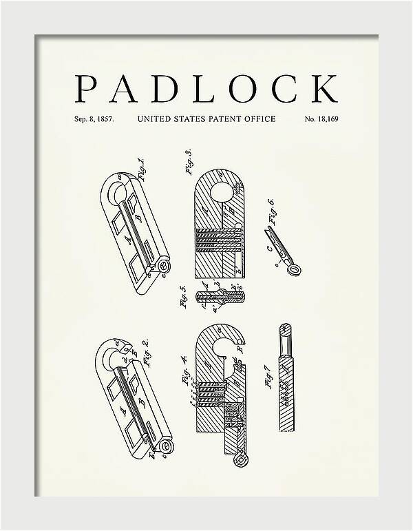 Padlock Minimalist Patent Us18169a
