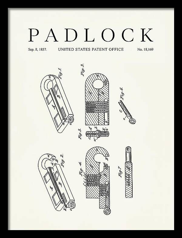 Padlock Minimalist Patent Us18169a