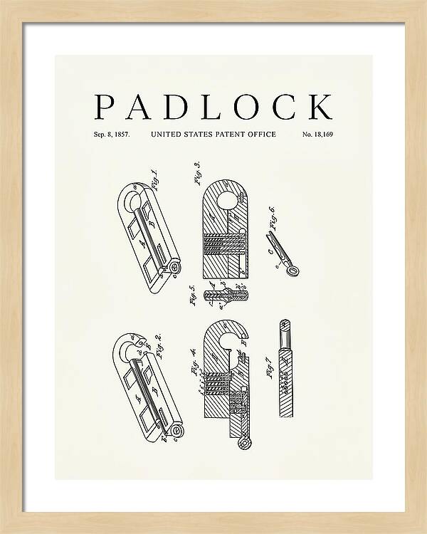 Padlock Minimalist Patent Us18169a