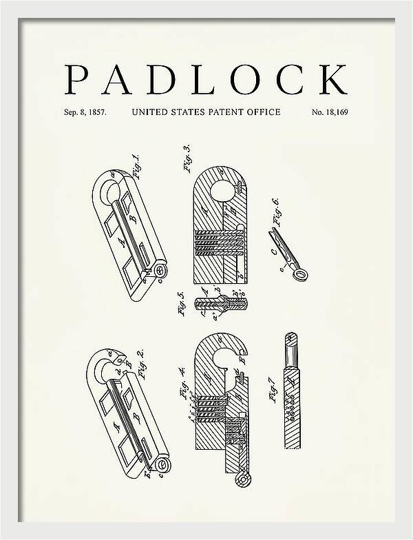 Padlock Minimalist Patent Us18169a