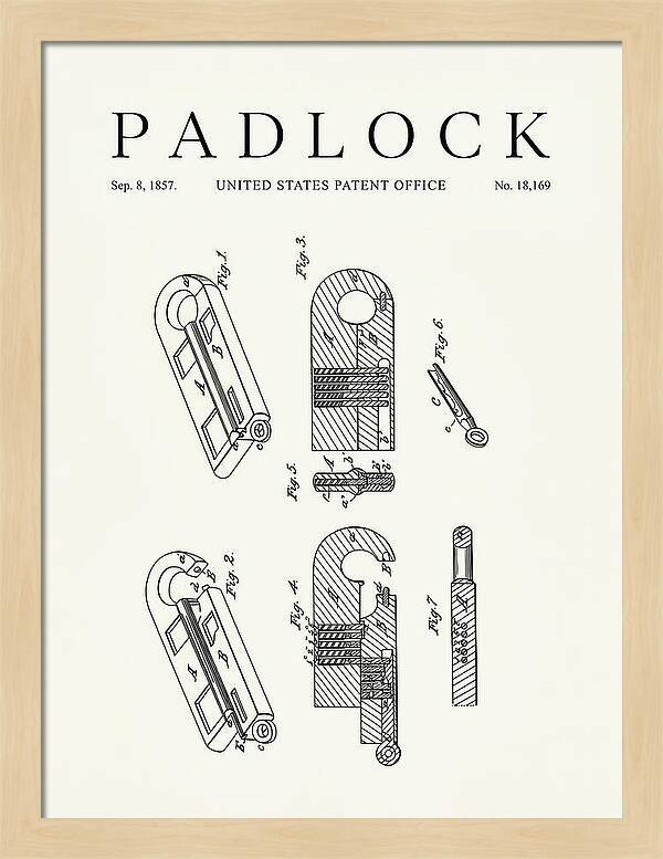Padlock Minimalist Patent Us18169a