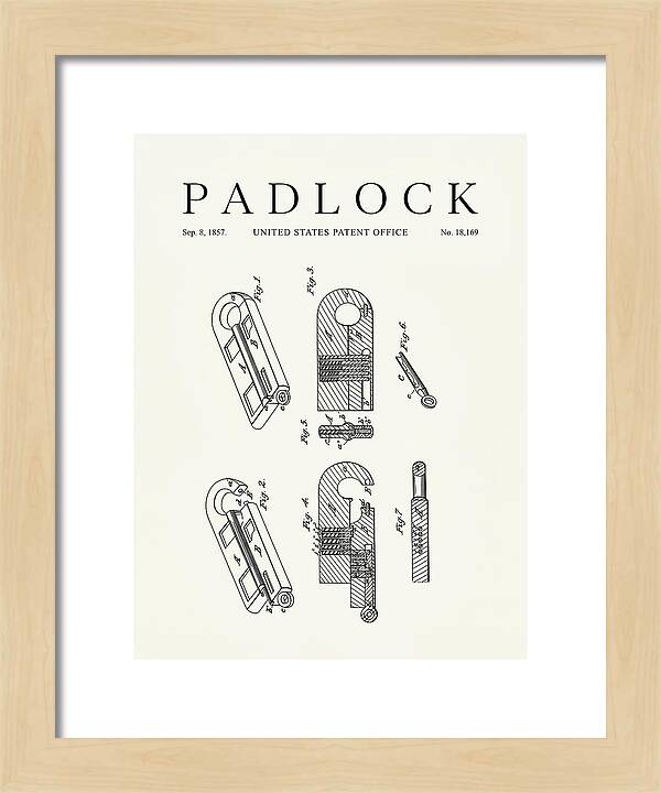 Padlock Minimalist Patent Us18169a