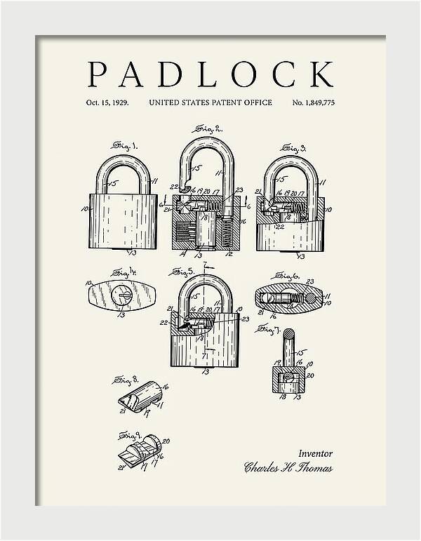 Padlock Minimalist Patent Us1849775a